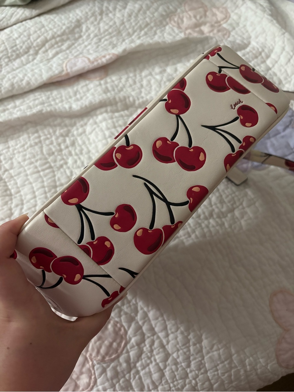 Coach Cherry Print Teri Hobo Crescent Shoulder Bag in Cream and Red NWOT - Picture 6 of 9